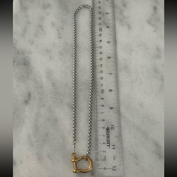 Gold Chain Two Tone Silver Charm Taylor Horse Bit Chunky Necklace - Picture 4 of 4